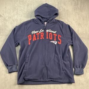 New England Patriots Hoodie Men L Navy Blue Full Zip Sweatshirt NFL